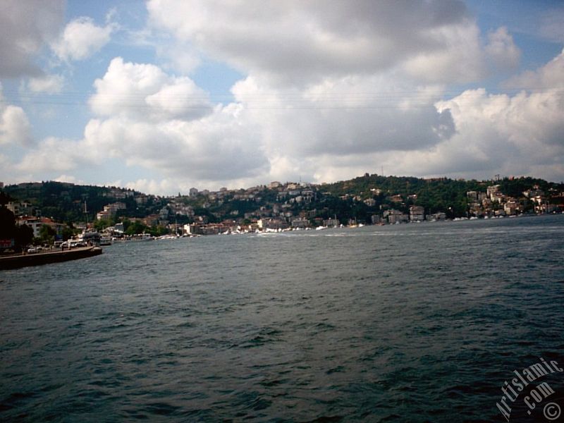 View of Arnavutkoy coast from the Bosphorus in Istanbul city of Turkey.
