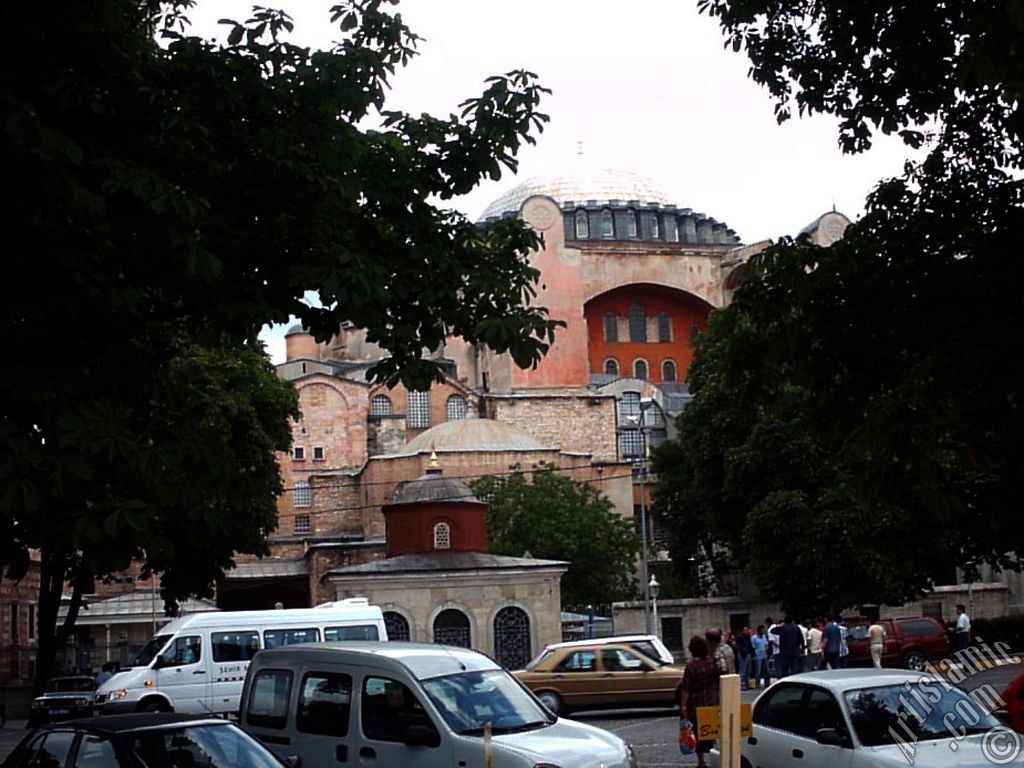 Ayasofya Mosque (Hagia Sophia) in Sultanahmet district of Istanbul city in Turkey.
